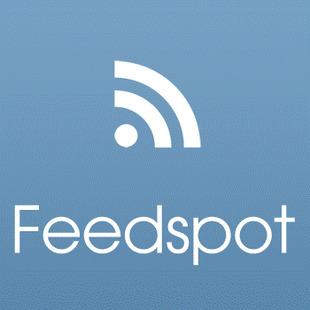 Feedstop logo in white over blue