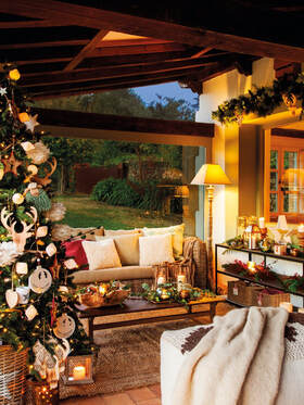 christmas tree and light decorating a typical andalusian villa near Golf club
