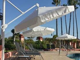 Parasols and umbrellas in a resort 5 stars in Marbella La Costa del SOl