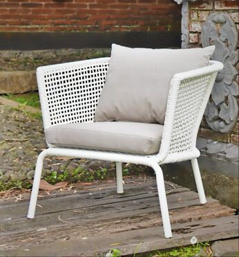 armchair for terrace and garden with artificial fibre and waterproof cushions made in Europe.